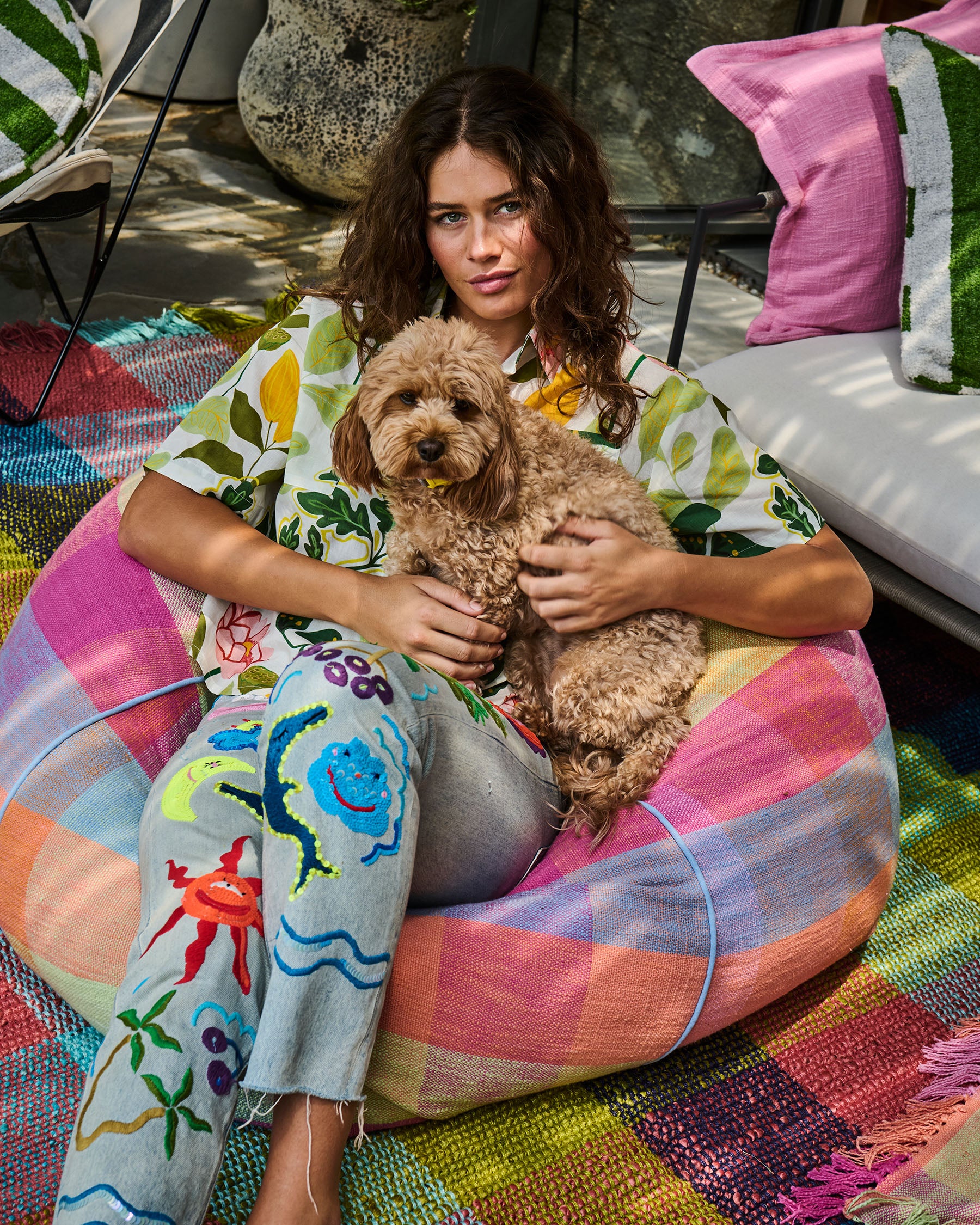 Ponza Tartan Woven Beanbag - Image 4