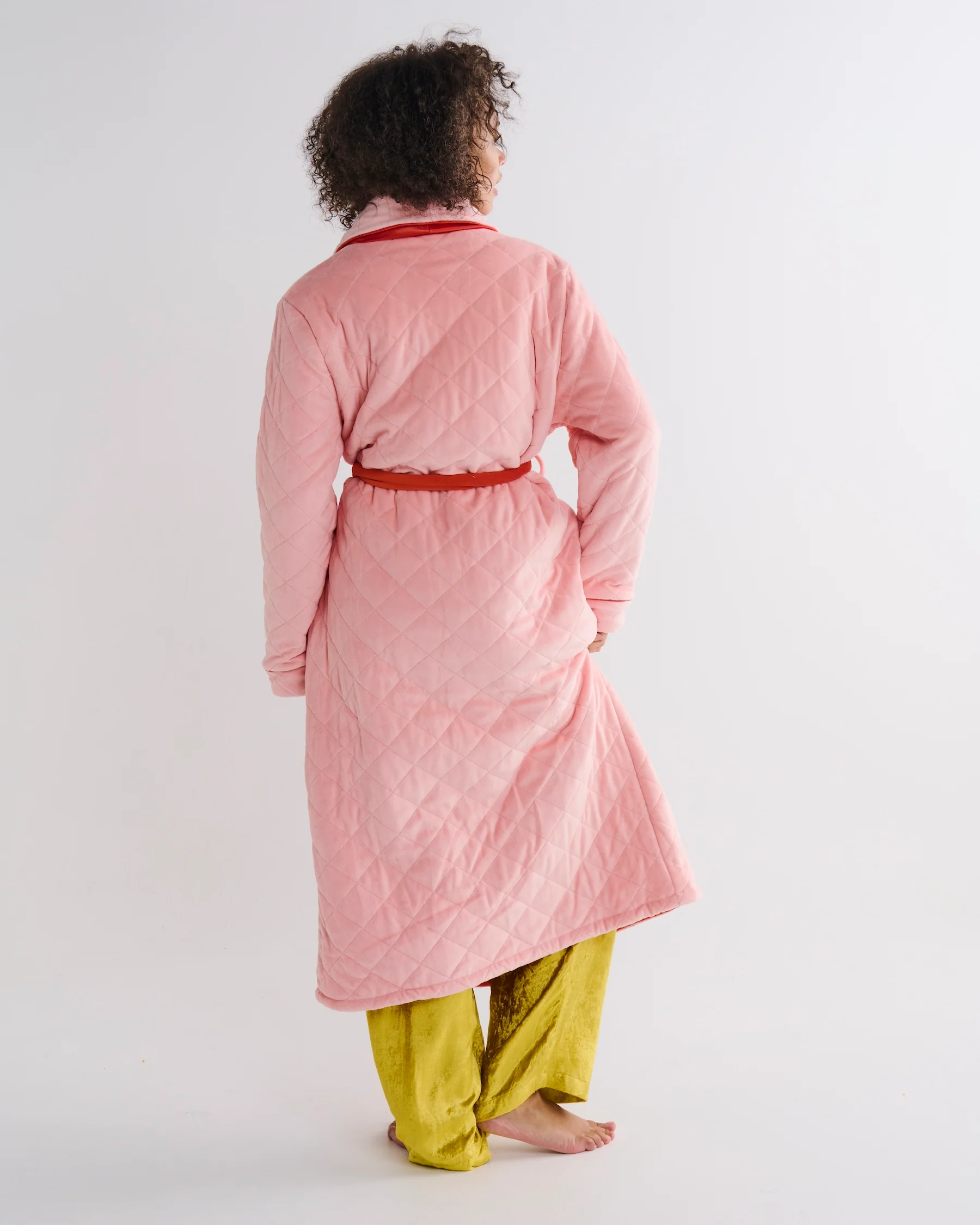 Pretty In Peach Quilted Velvet Robe - Image 7