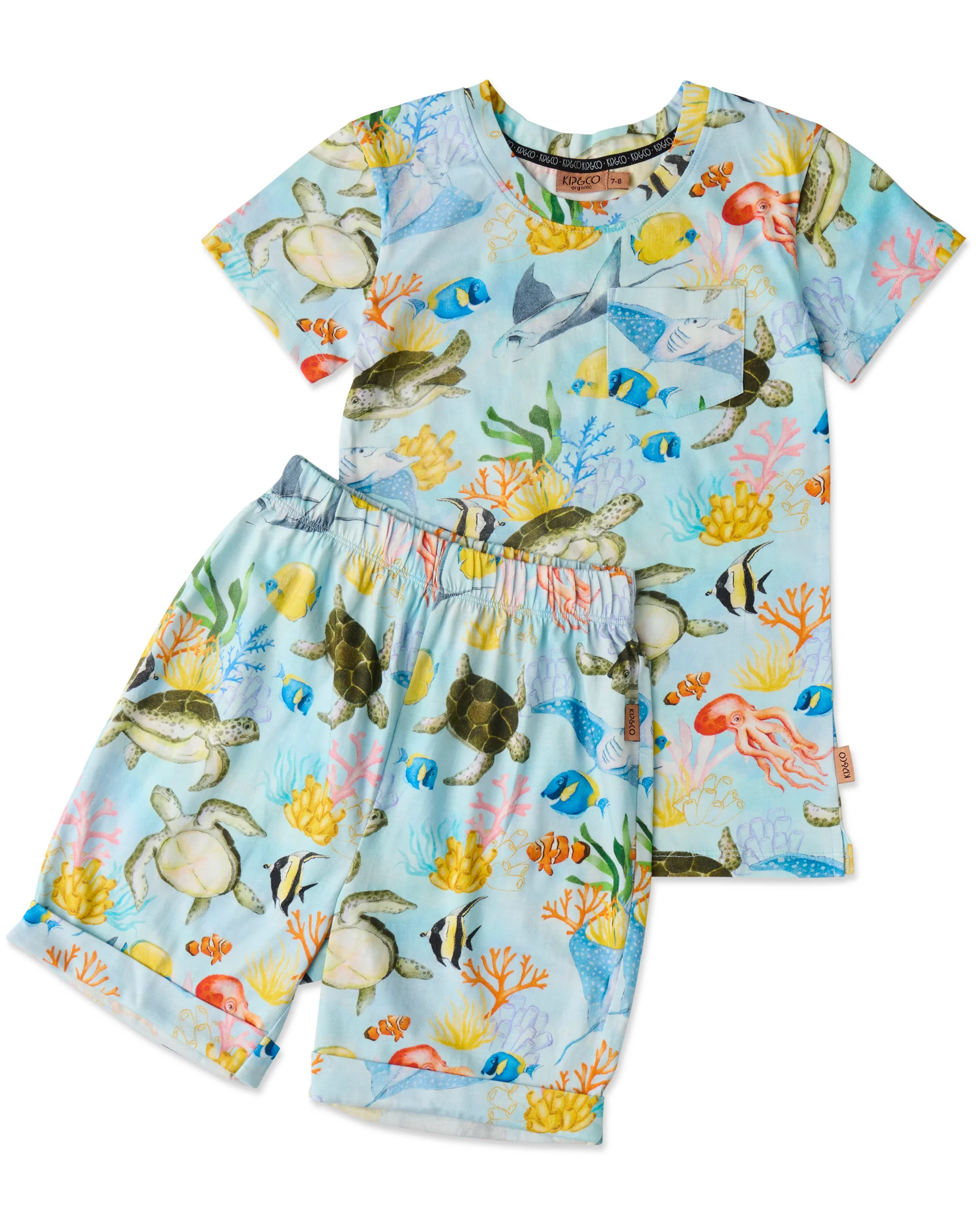 Reef Life Kids Organic Cotton Short Sleeve Tee & Short Pyjama Set - Image 6