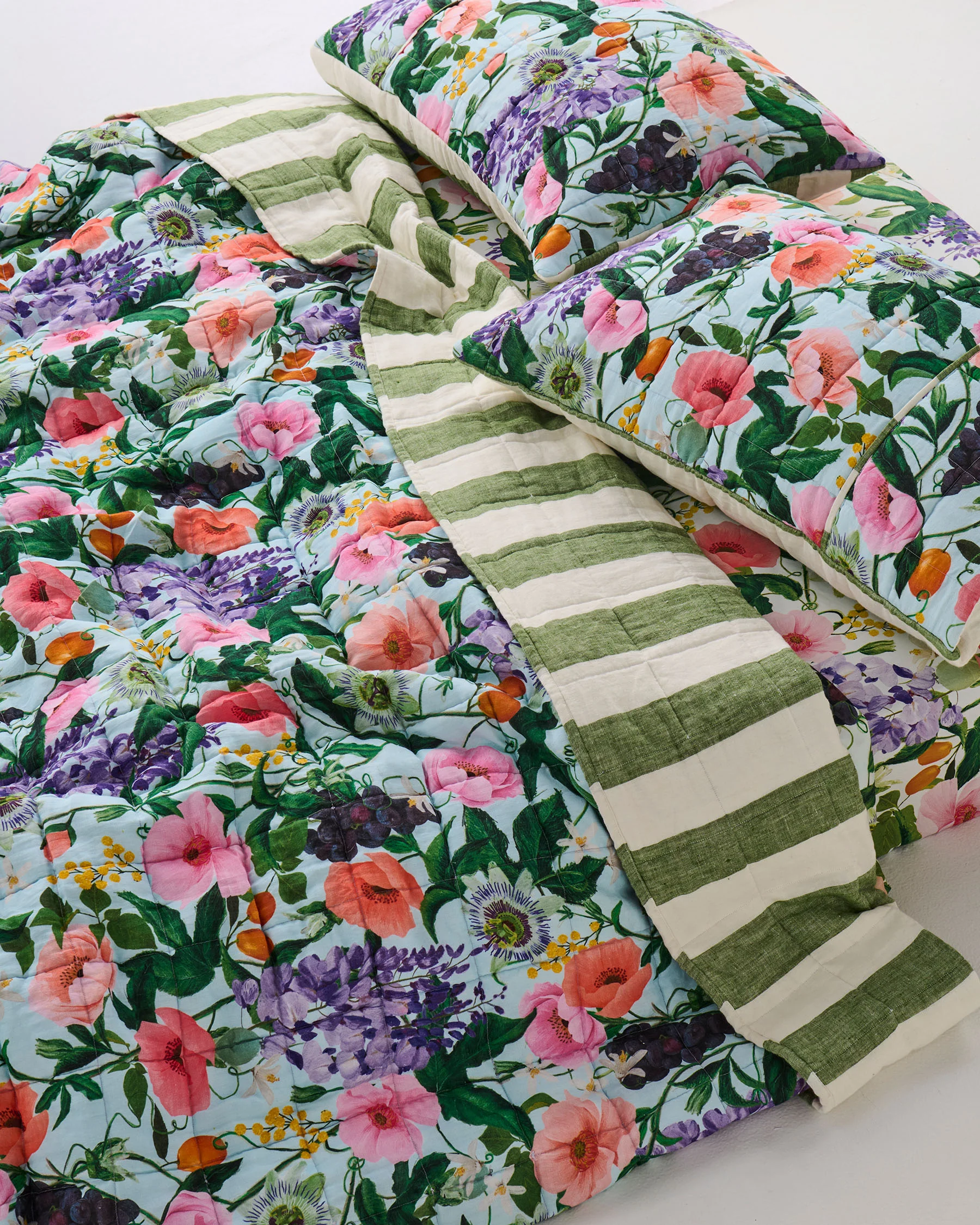 Spring In The Air Reversible Linen Quilted Pillowcases - Image 4