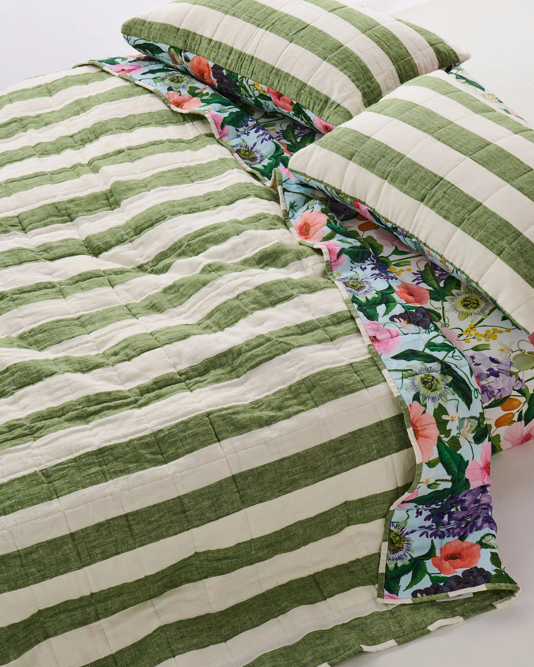 Spring In The Air Reversible Linen Quilted Pillowcases - Image 5