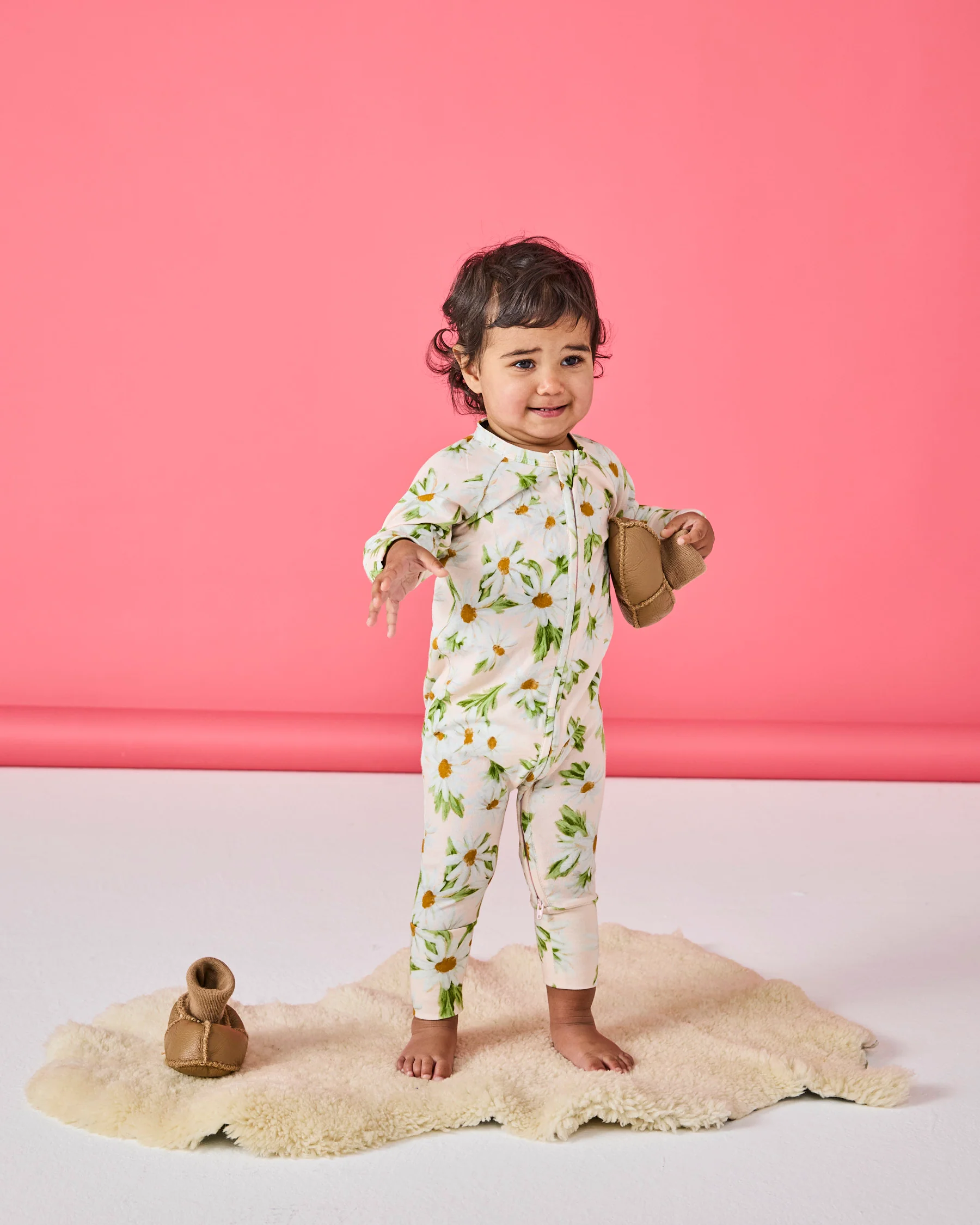 Sweet Daisy Organic Long Sleeve Zip Romper - Image 3