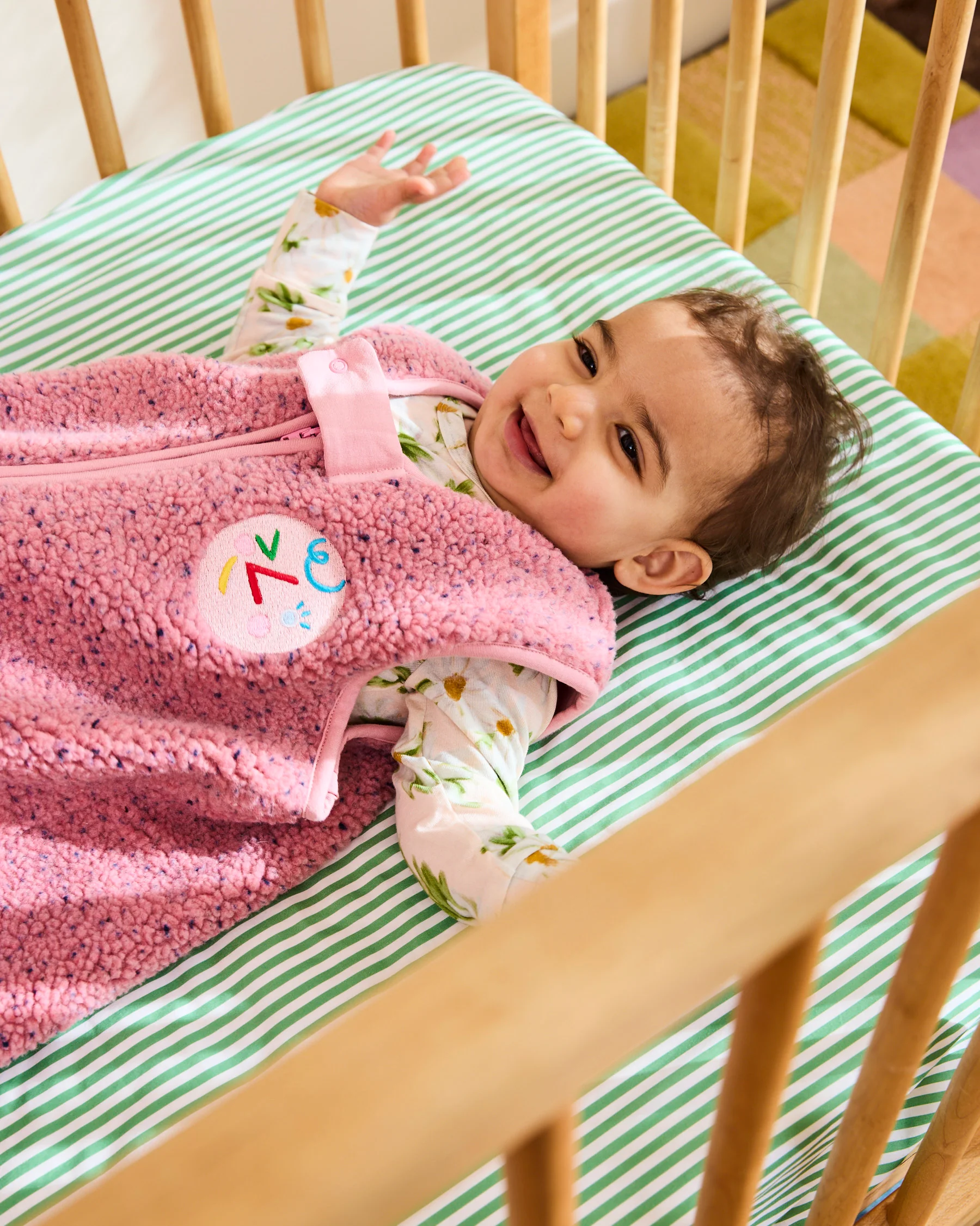 Tarragon Stripe Organic Cotton Baby Fitted Sheet - Image 3