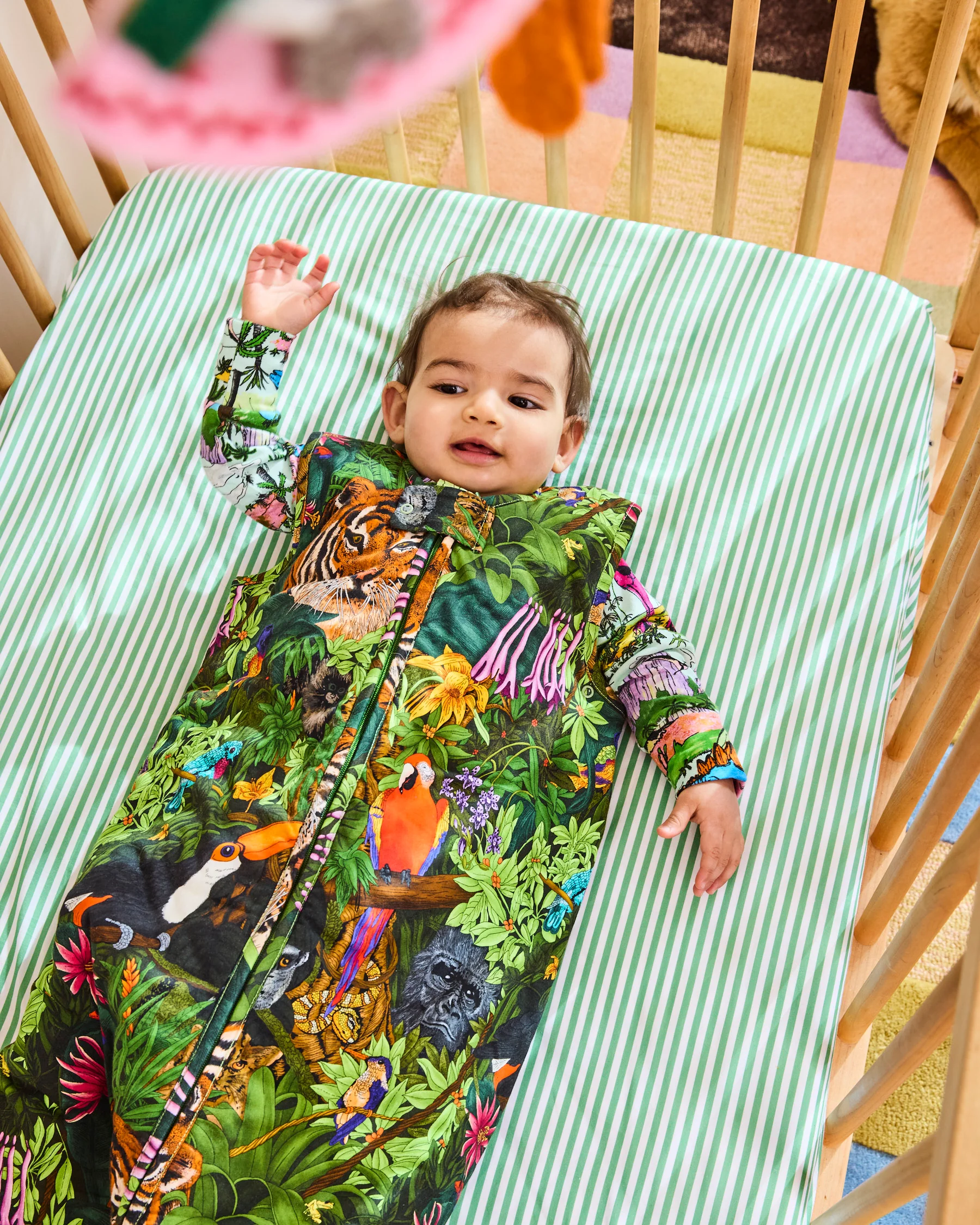 Tarragon Stripe Organic Cotton Baby Fitted Sheet - Image 5