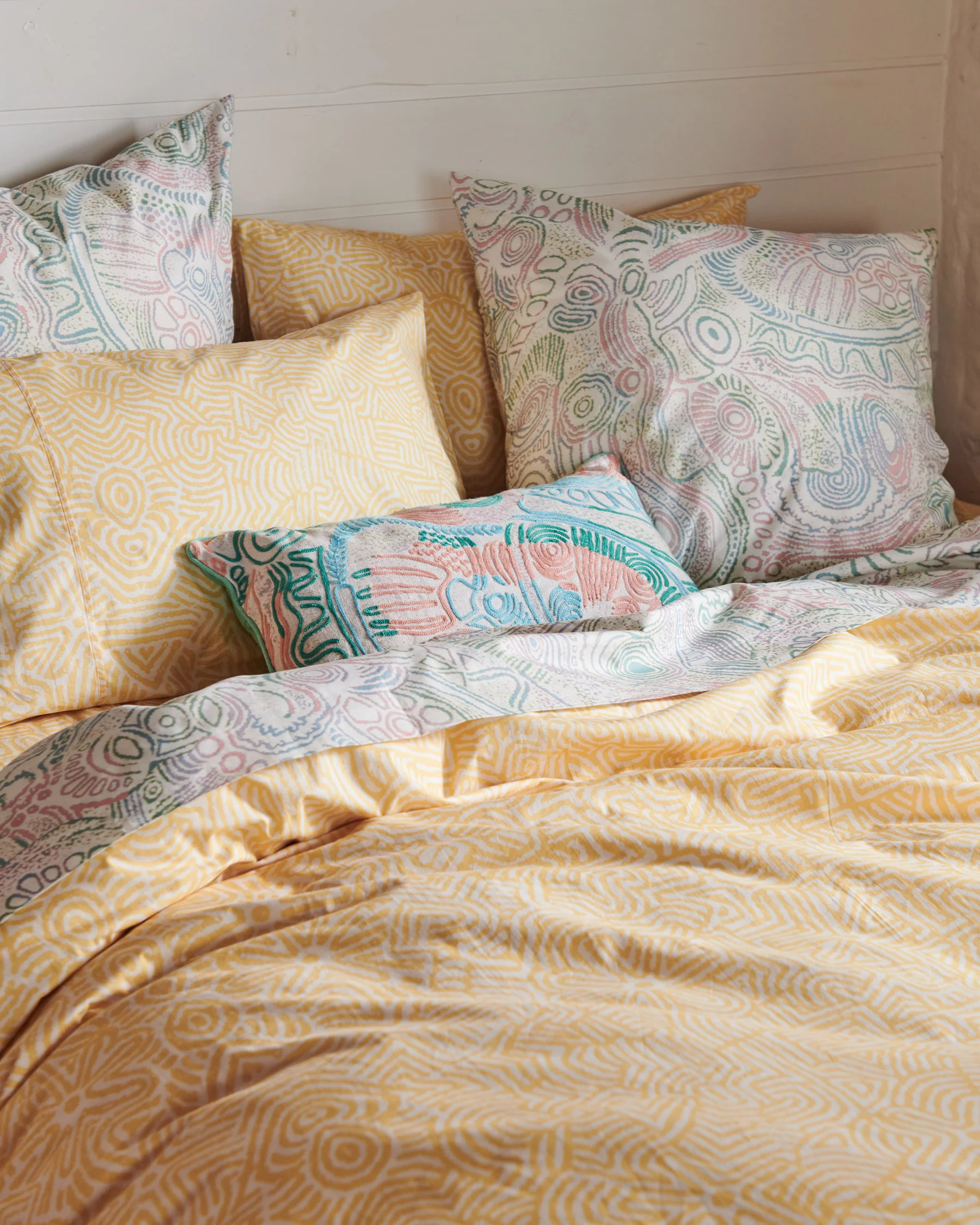 Tjala Tjukurpa Pastel Organic Cotton European Pillowcases - Image 3