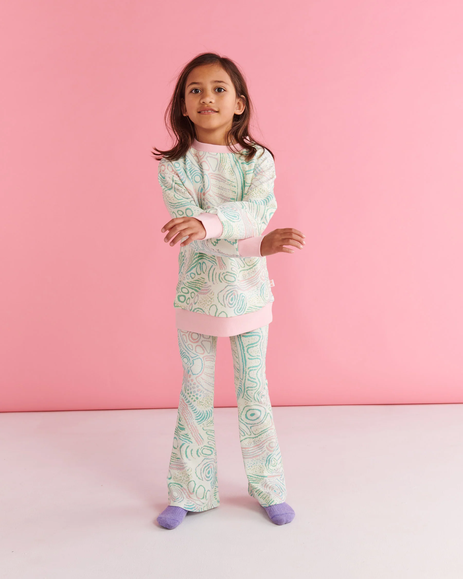 Tjala Tjukurpa Pastel Organic Cotton Flare Leggings - Image 3