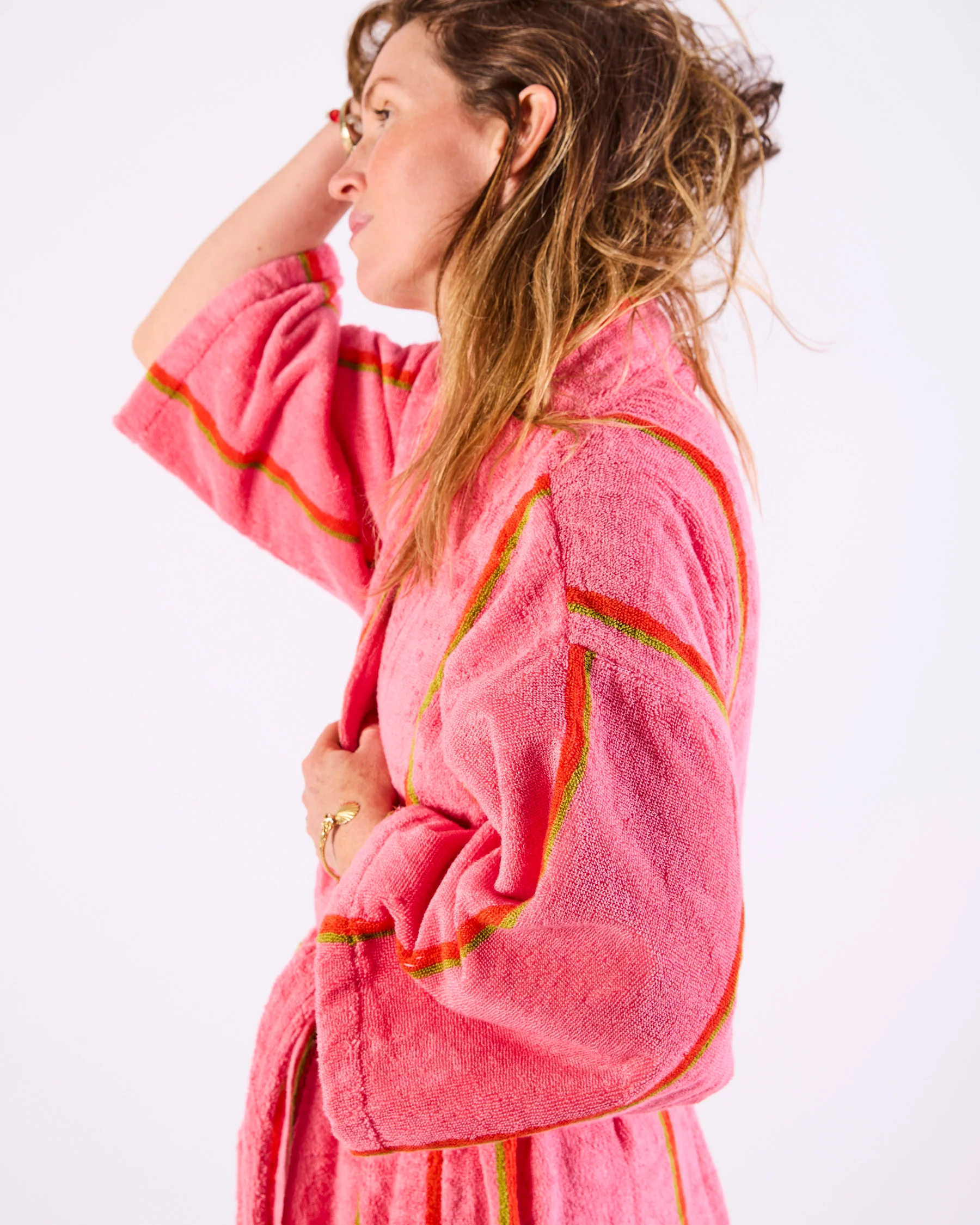 Wategos Soiree Stripe Bamboo Terry Bath Robe - Image 4