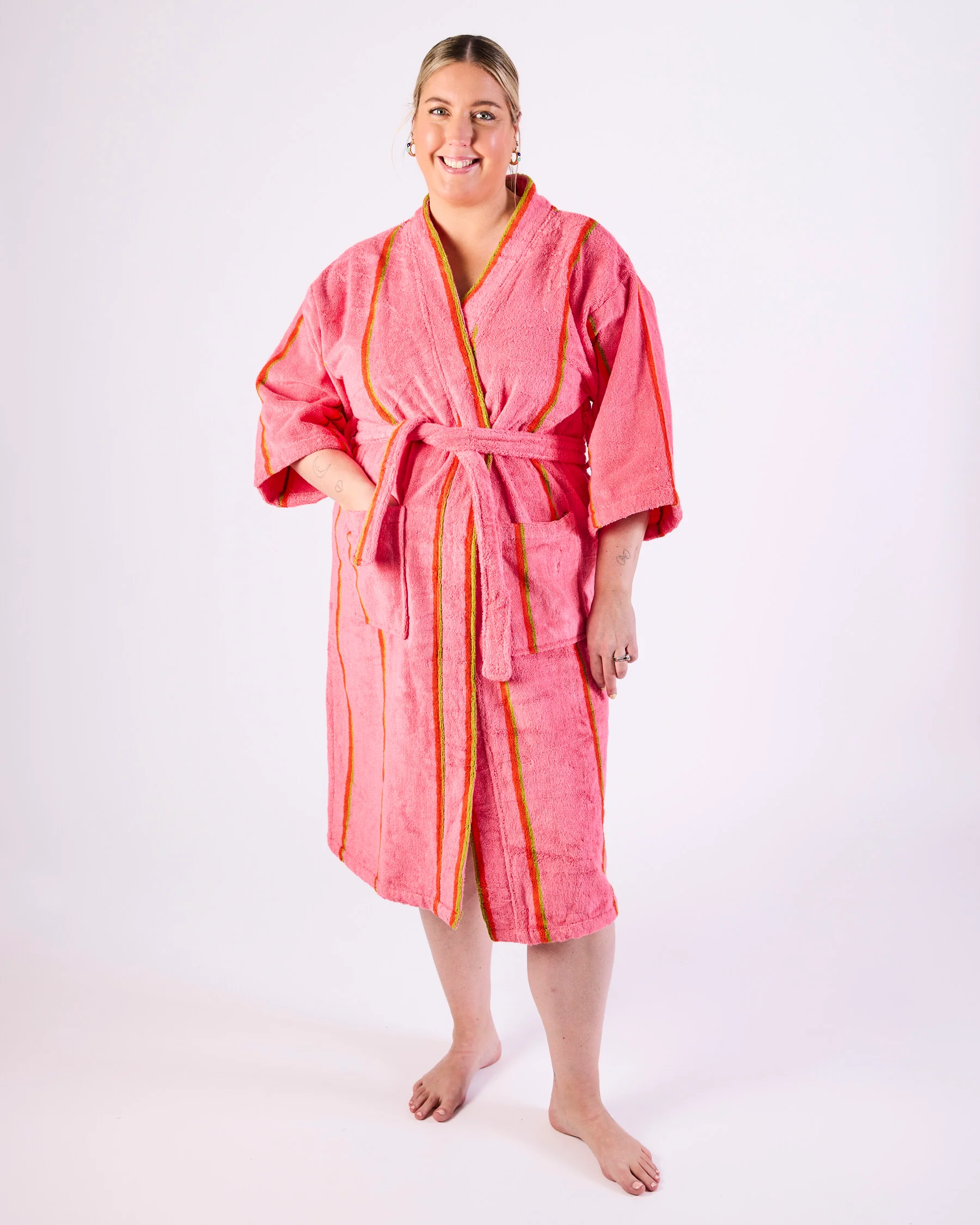 Wategos Soiree Stripe Bamboo Terry Bath Robe - Image 5