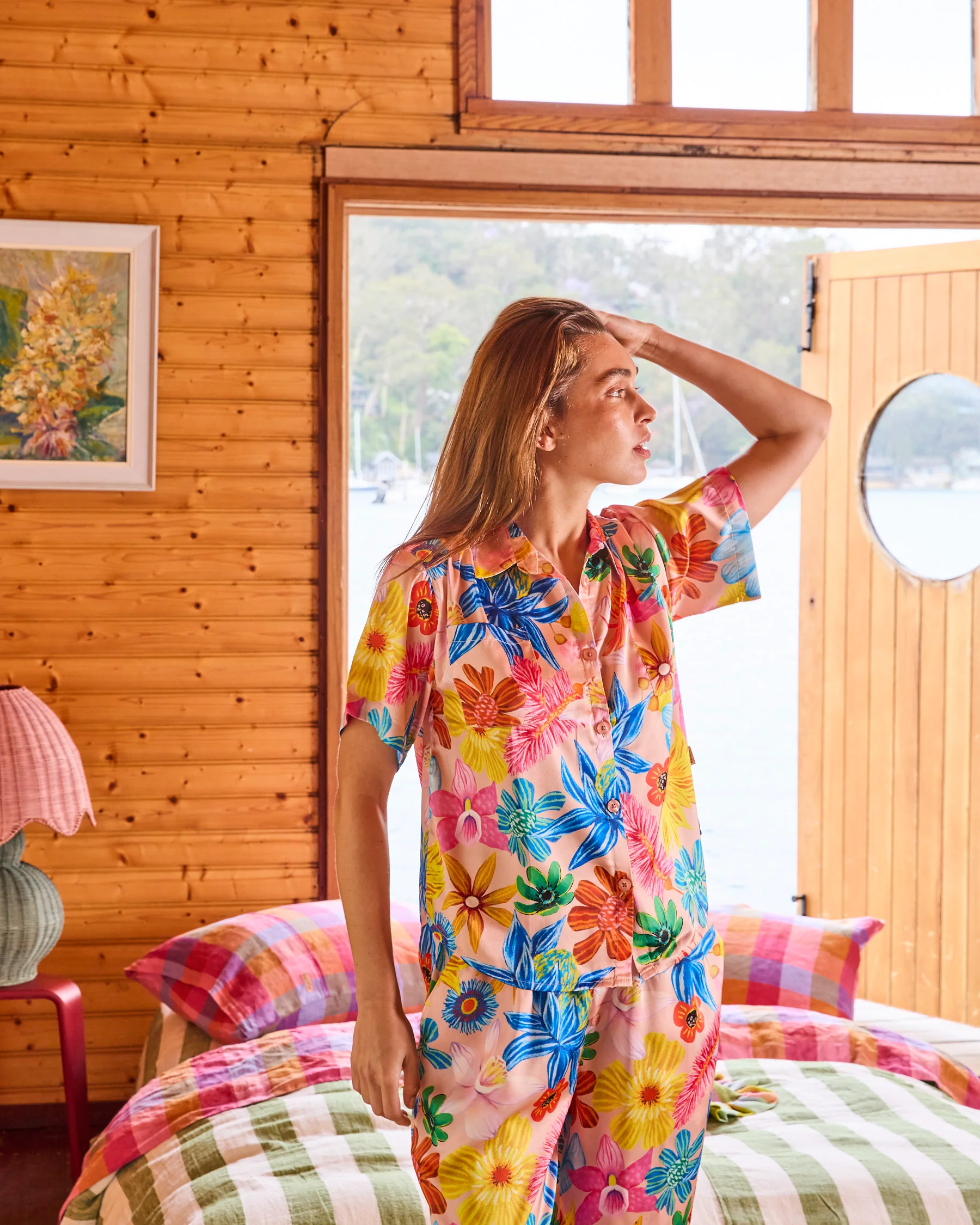 Wild Flowers In Bloom Adult Eco Satin Short Sleeve Shirt & Pant Pyjama Set - Image 4