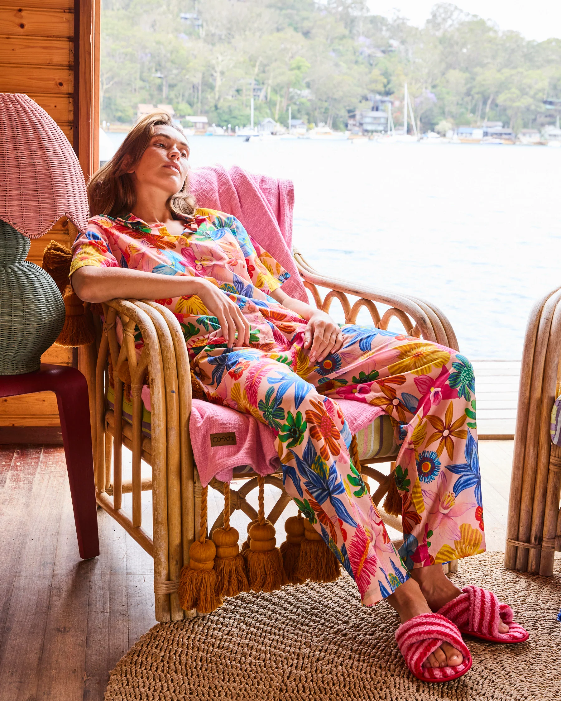 Wild Flowers In Bloom Adult Organic Cotton Short Sleeve Shirt & Pant Pyjama Set - Image 3