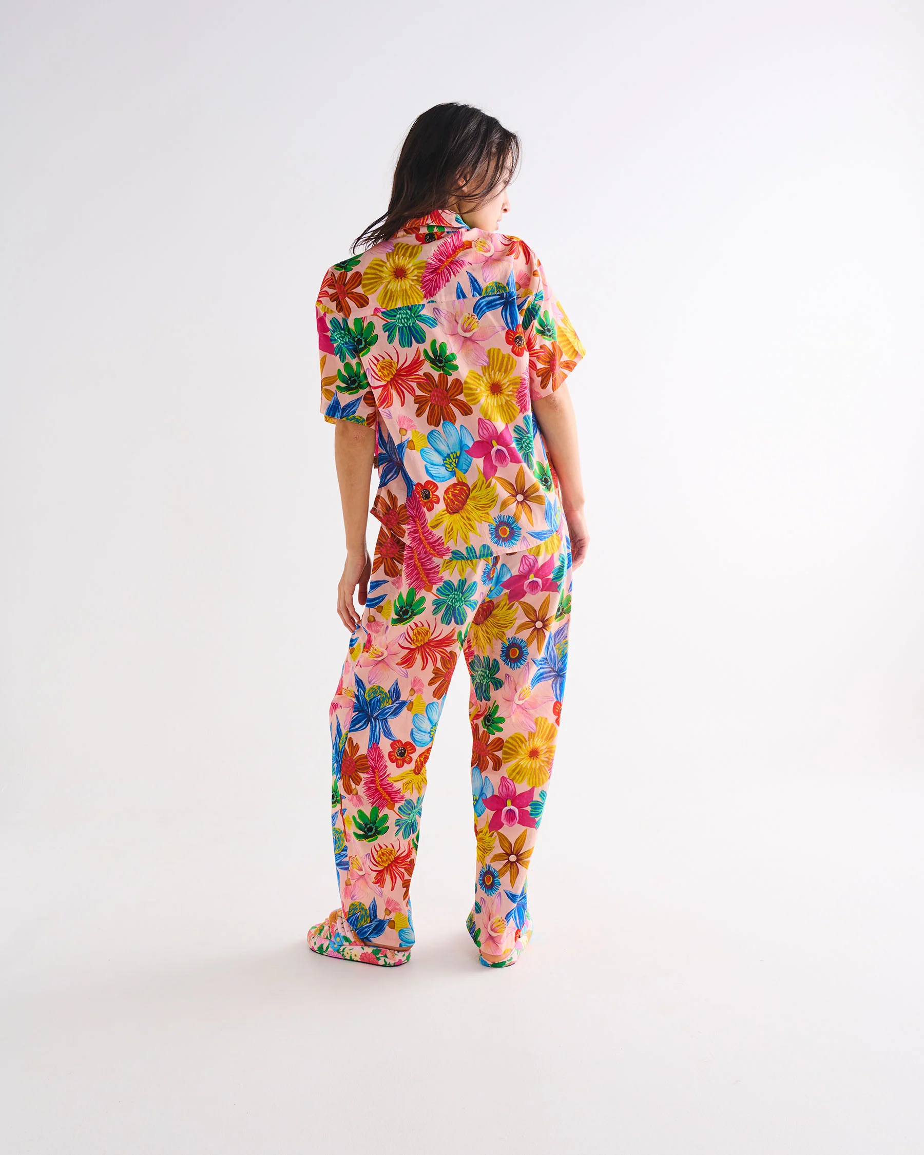 Wild Flowers In Bloom Adult Organic Cotton Short Sleeve Shirt & Pant Pyjama Set - Image 6