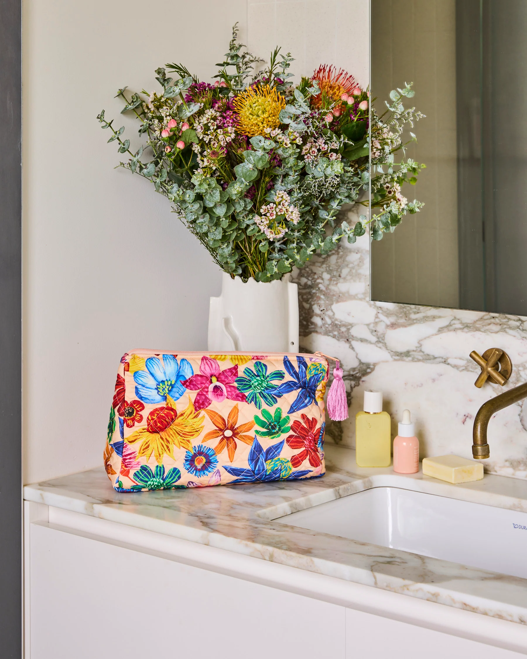Wild Flowers In Bloom Quilted Cotton Toiletry Purse - Image 2