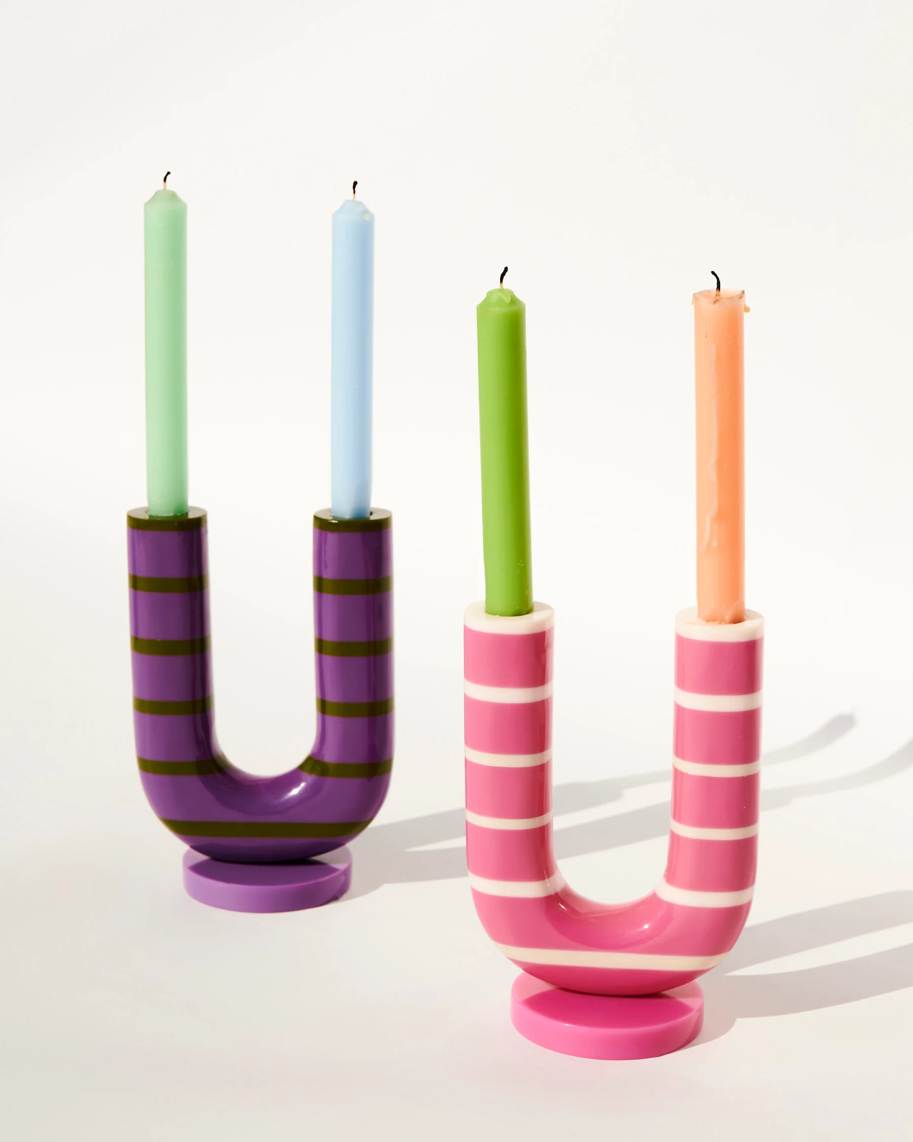 Wisteria Lane Stripe Resin Candlestick Holder - Image 3