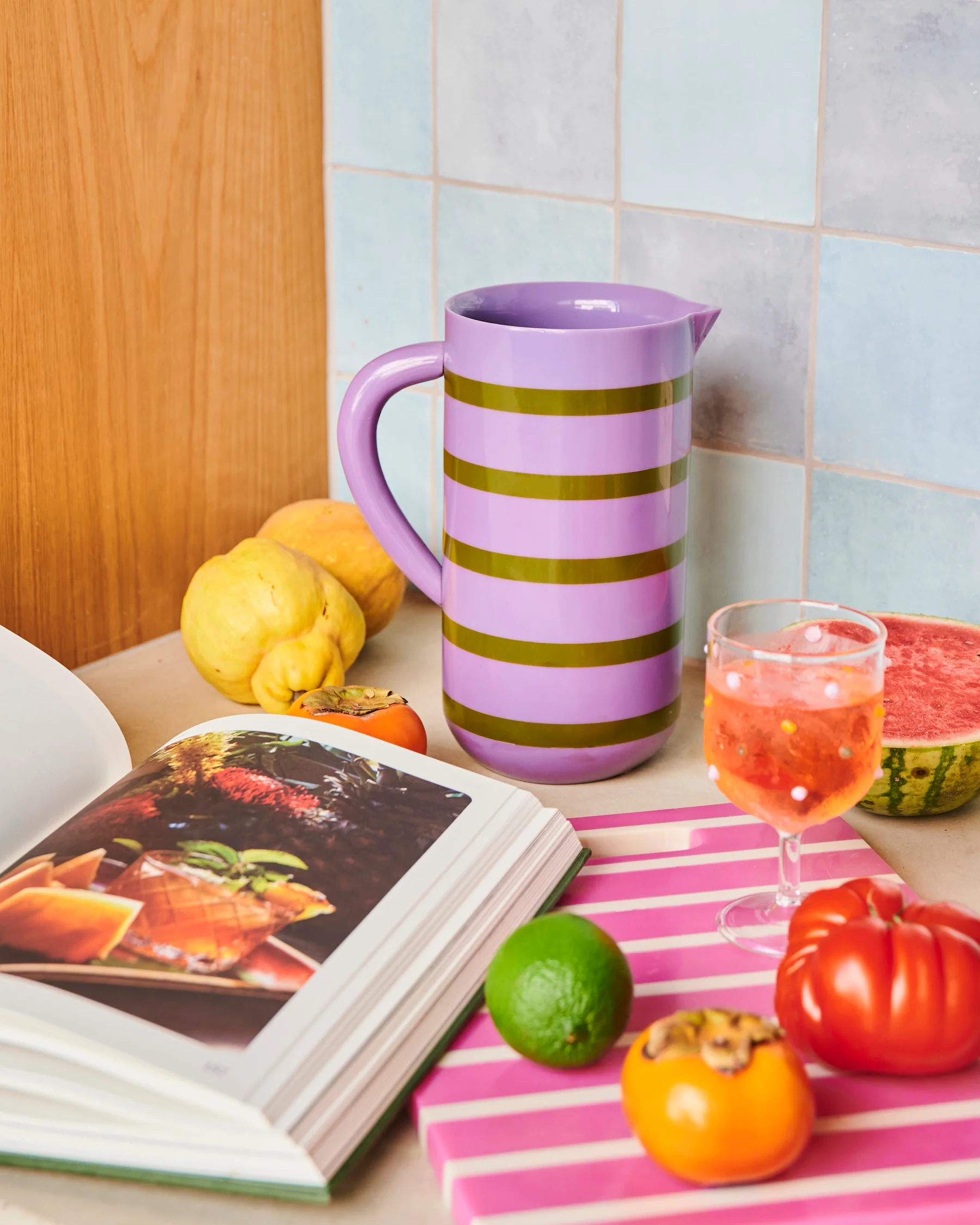 Wisteria Lane Stripe Resin Water Jug - Image 2