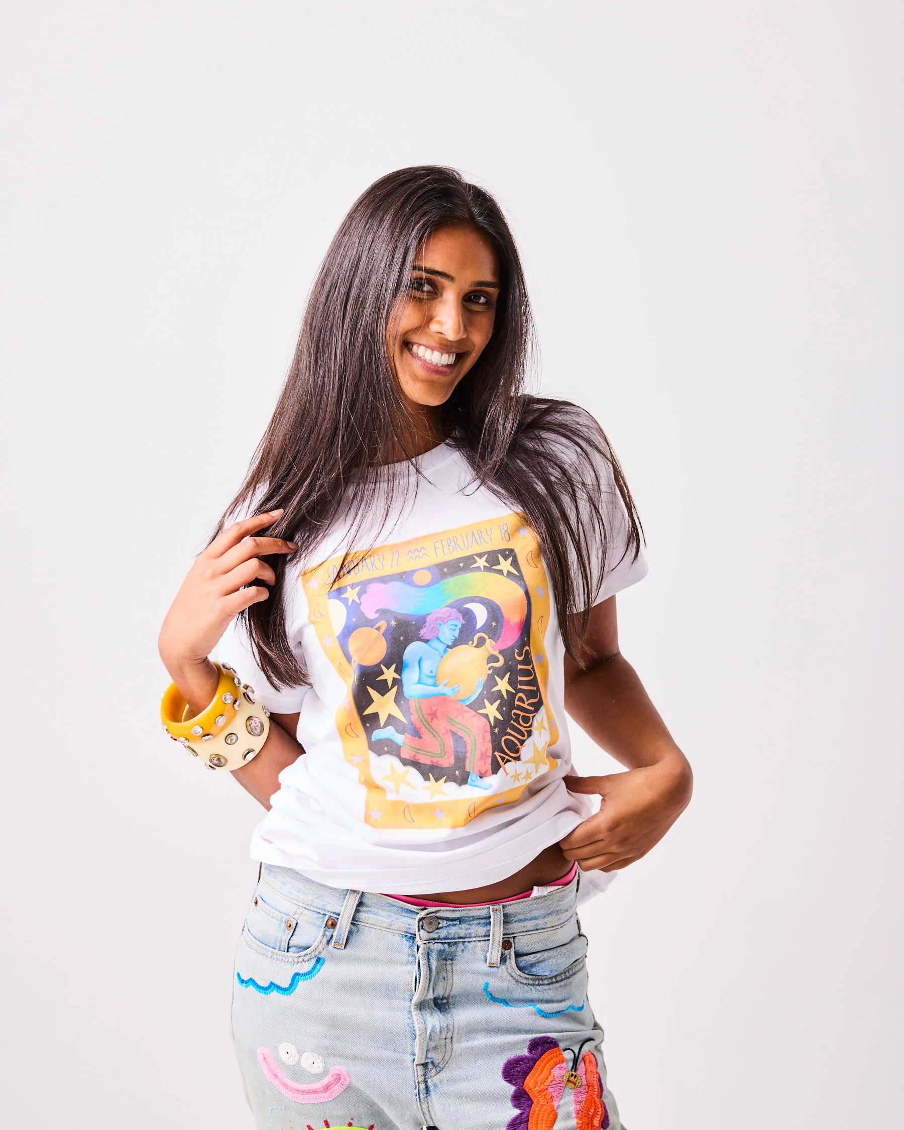 Zodiac Aquarius Adult Organic Cotton T-shirt - Image 5